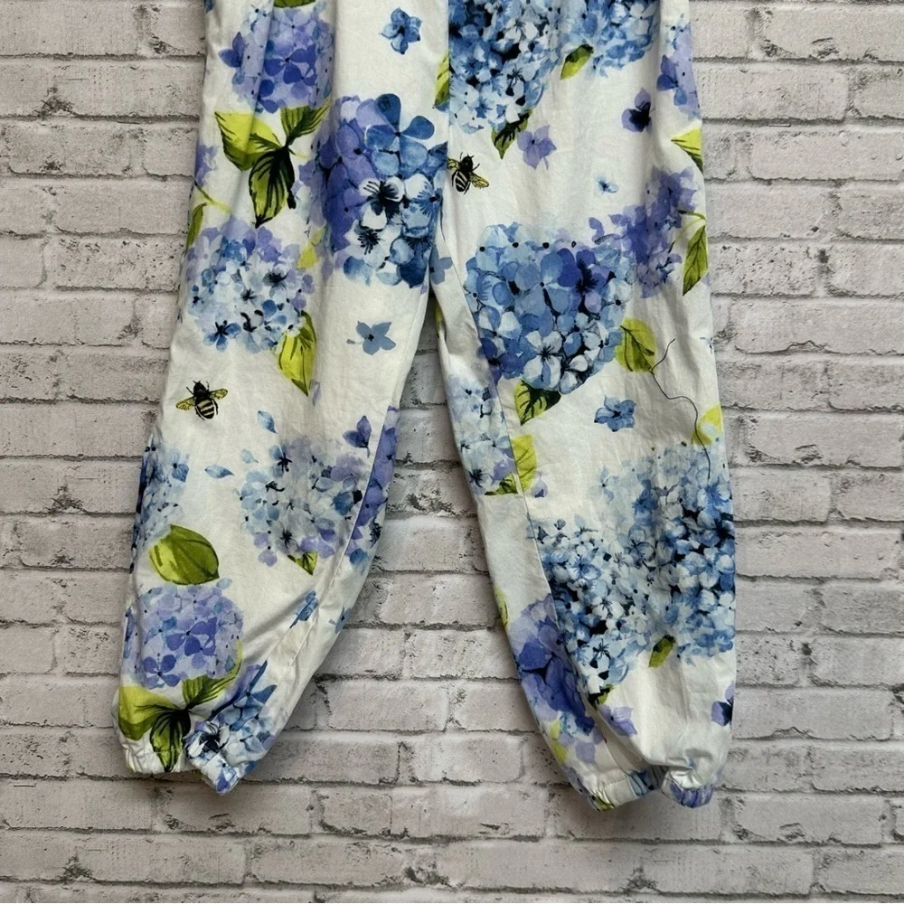Gymboree Size 3T Floral Lined Jumpsuit Blue White Off Shoulder Ruffles Bees